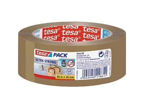 Tesapack Ultra Strong - Pakketape - 38 mm x 66 m - PVC - brun