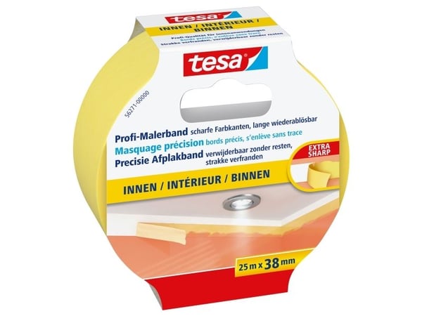 TESA 56271, For malere, Papir, Gult, Smooth (glatt), Acryl maling, Alkydmaling, Lateksmaling, 150 dager