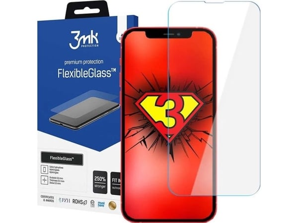Herdet glass iPhone 13 Pro hybrid flexi 7H fra 3mk FlexibleGlass-serien