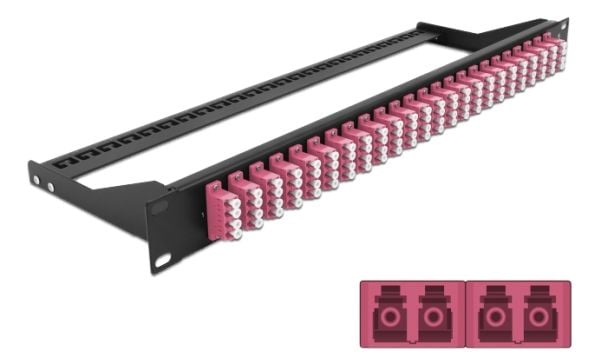 Delock - Patch-panel - stativmonterbar - LC Quad MM x 24 - sort, violet - 1U - 19"
