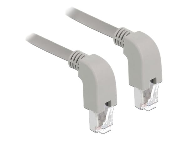 Delock - Patchkabel - RJ-45 (han) nedvinklet til RJ-45 (han) nedvinklet - 1 m - SF/UTP - CAT 5e - booted, halogenfri - grå