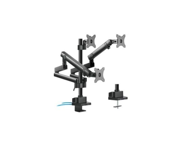 Maclean MC-811 - Monteringssett - justerbar arm - for 3 LCD-skjermer - aluminium, stål - svart - skjermstørrelse: 17"-27" - skrivebordsmonterbar
