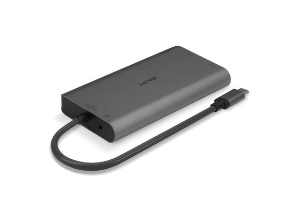 Lindy 43323, Koblet med ledninger (ikke trådløs), USB 3.2 Gen 1 (3.1 Gen 1) Type-C, 100 W, 1000 Mbit/s, Svart, Grå, SD