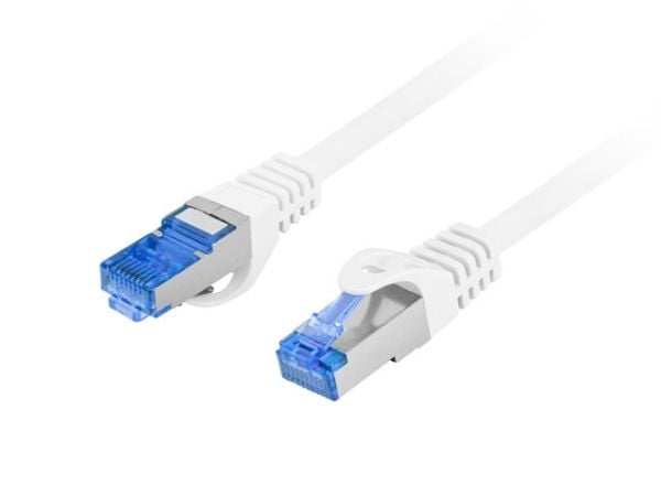 Lanberg - Koblingskabel - RJ-45 (hann) til RJ-45 (hann) - S/FTP - CAT 6a - formstøpt, uten hindringer - hvit, RAL 9010