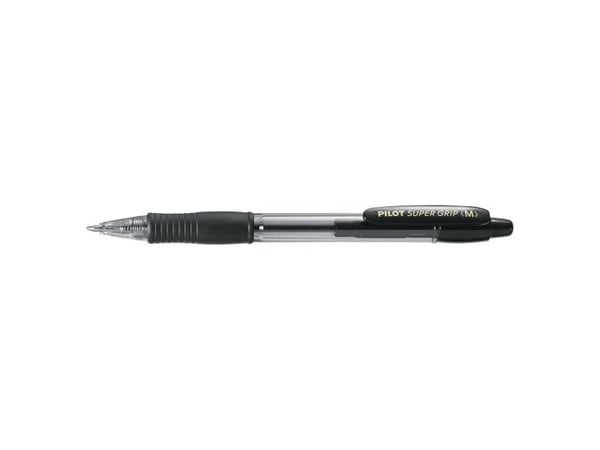 Kulepenn Pilot Super Grip, medium, sort, eske à 12 stk.