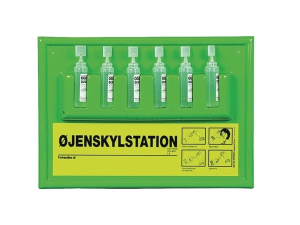 Øjenskylletavle t/væg med 6 30ml flasker