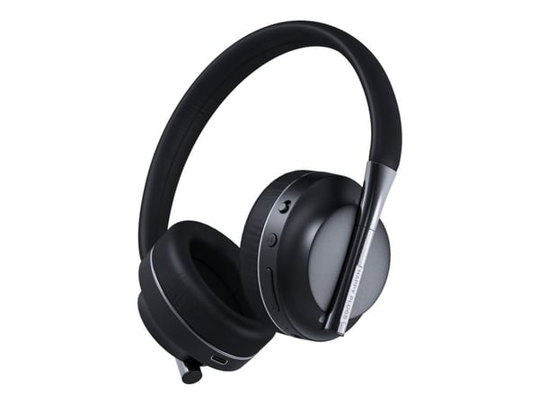 Happy Plugs Play - Hodetelefoner med mikrofon - full størrelse - Bluetooth - trådløs, kablet - 3,5 mm jakk, USB-C - lydisolerende - svart