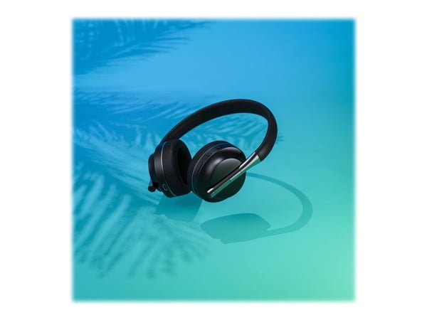 Happy Plugs Play - Hodetelefoner med mikrofon - full størrelse - Bluetooth - trådløs, kablet - 3,5 mm jakk, USB-C - lydisolerende - svart