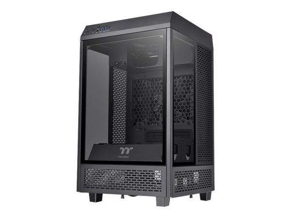 Thermaltake The Tower 100 - Tower - mini ITX - genomskinlig sidopanel (härdat glas) - ingen strömförsörjning (PS/2) - svart - USB/ljud
