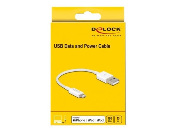 DeLOCK 83001, 0,15 m, USB A, Micro-USB B/Lightning/Apple 30-pin, Uros, Uros, Valkoinen