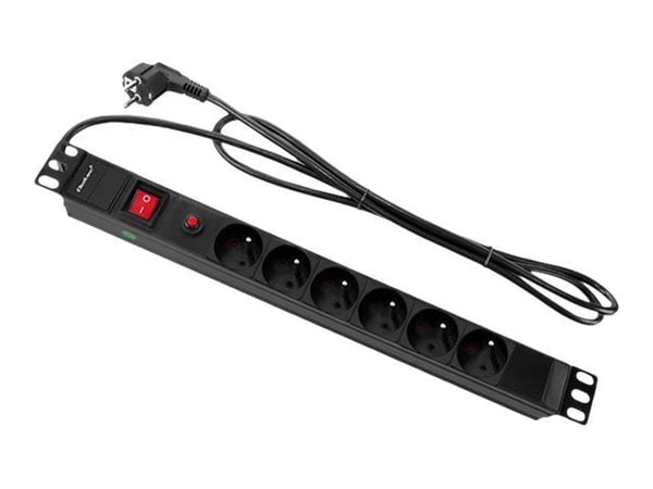 Qoltec - Tehonjakoyksikkö (räkkiversio) - AC 220-250 V - 3800 Watt - tulo: CEE 7/7 - lähtöliittimet: 6 (tyyppi E) - 1U - 19" - 2 m johto - musta