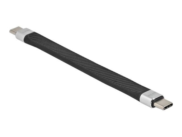 Delock - USB-kabel - USB-C (hann) til USB-C (hann) - USB 2.0 - 20 V - 5 A - 13 cm - Power Delivery-støtte - svart, sølv