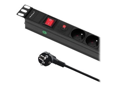 Qoltec - Tehonjakoyksikkö (räkkiversio) - AC 220-250 V - 3800 Watt - tulo: CEE 7/7 - lähtöliittimet: 6 (tyyppi E) - 1U - 19" - 2 m johto - musta