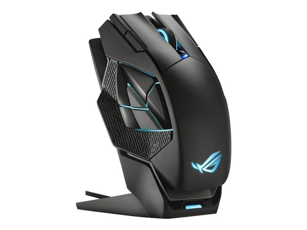 ASUS ROG Spatha X, Oikeakätinen, Optinen, RF Wireless + USB Type-A, 19000 DPI, Musta