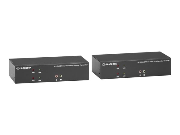 Black Box KVX Series KVM Extender over Fiber - 4K, Dual-Head, HDMI/DisplayPort, USB 2.0, Serial, Audio, Local Video - KVM / lyd / seriell / USB-svi...