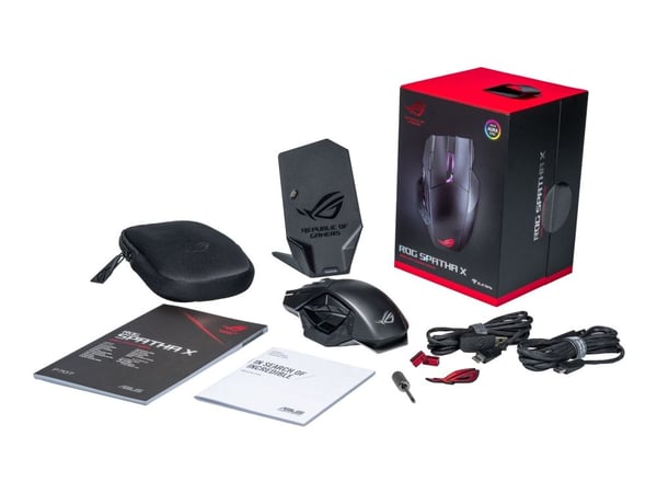 ASUS ROG Spatha X spillmus 19000 DPI, 12 knapper, trådløs/kablet, svart