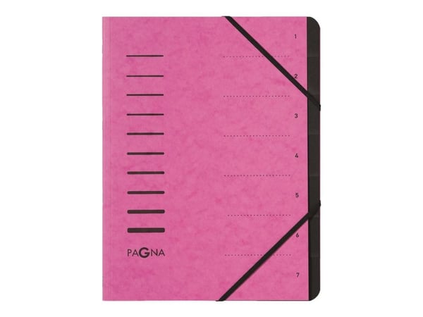 Pagna Office - Klassifikasjonsmappe - 7 rom - 7 deler - for A4 - med fliker - mørk rosa