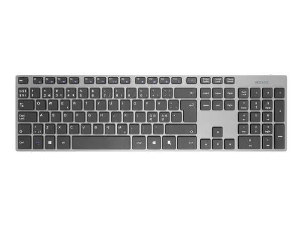 DELTACO TB-802 - Tastatur - trådløs - 2.4 GHz - QWERTY - Pan Nordic - mørk grå