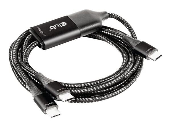 Club 3D - USB-kabel - 24 pin USB-C (hann) til 24 pin USB-C (hann) - 1.83 m - USB Power Delivery (100 W), støtte for Power Delivery 3.0, støtte for ...