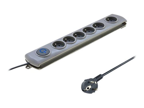 Qoltec Quick Switch - Strømstødsbeskytter - AC 230 V - 3680 Watt - output-stikforbindelser: 6 - 1.8 m ledning - grå