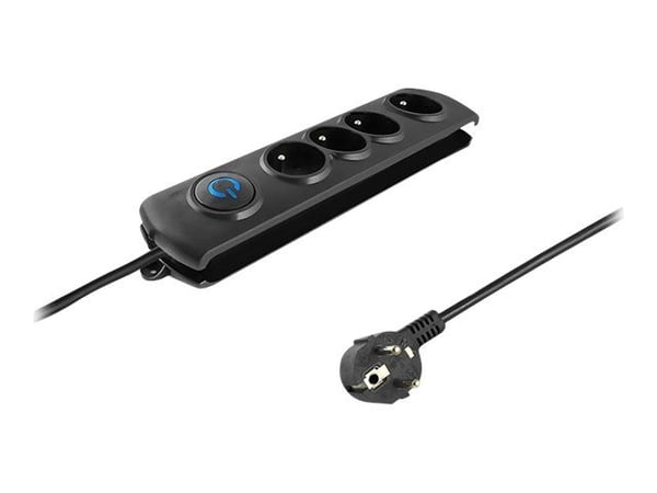 Qoltec - Overspenningsavleder - AC 230 V - 3680 watt - utgangskontakter: 4 - 2.5 m kabel - Europa - svart