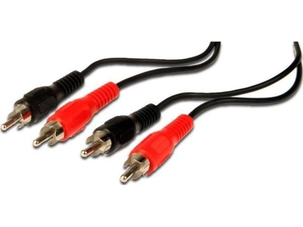 PremiumCord KJACKCMM2-15, 2 x RCA, Hankoppling, 2 x RCA, Hankoppling, 15 m, Svart, Röd