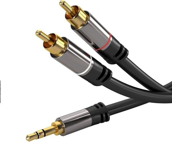 PremiumCord Jack 3,5 mm - RCA (Cinch) x2 kabel 3 m svart (kjqcin3)