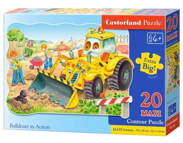 Castorland Bulldozer in Action 20 Maxi pcs, 20 stykker, Tegneserier, 4 år