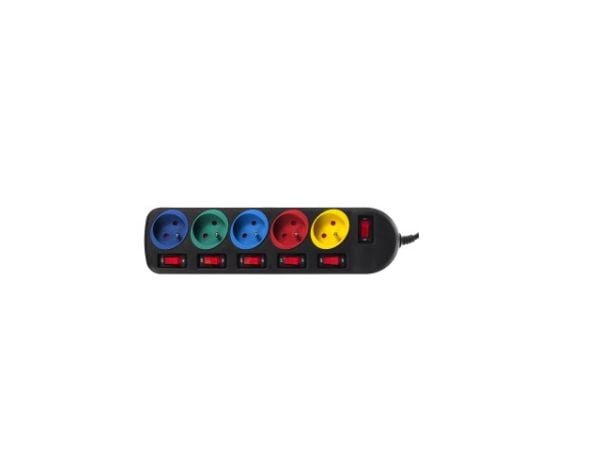 Maclean Energy MCE204M - Effektband - AC 250 V - ingång: ström - utgångskontakter: 5 (5 x ström) - 1.5 m sladd - flera färger