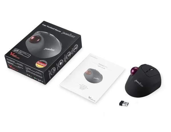 Perixx 11568, Høyre hendt, Laser, RF Wireless + USB Type-A, 1000 DPI, Svart