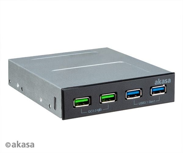 Akasa AK-ICR-34, Universaali, Etupaneeli, Alumiini, Musta, Harmaa, 3.5", 12 V