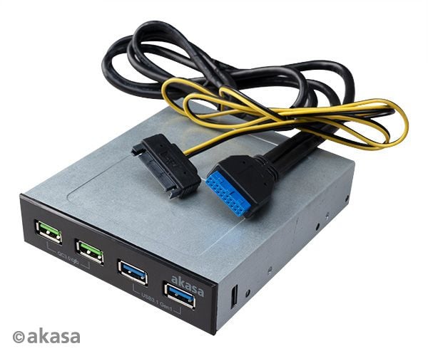Akasa AK-ICR-34, Universaali, Etupaneeli, Alumiini, Musta, Harmaa, 3.5", 12 V