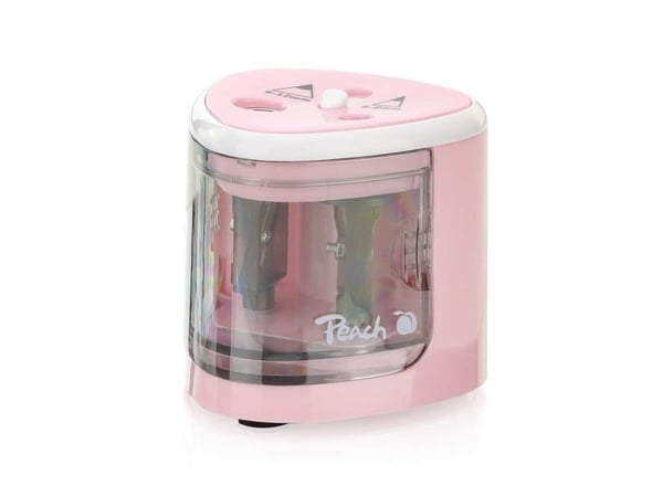 Peach PO102, Elektrisk blyantspisser, Rosa, Hvit, 1,2 cm, 6 mm, Batteri