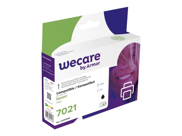 Wecare - 46 ml - musta - yhteensopiva - mustekasetti (vaihtoehto: Epson T7021) - Epson WorkForce Pro WP-4015, WP-4025, WP-4095, WP-4515, WP-4525, W...