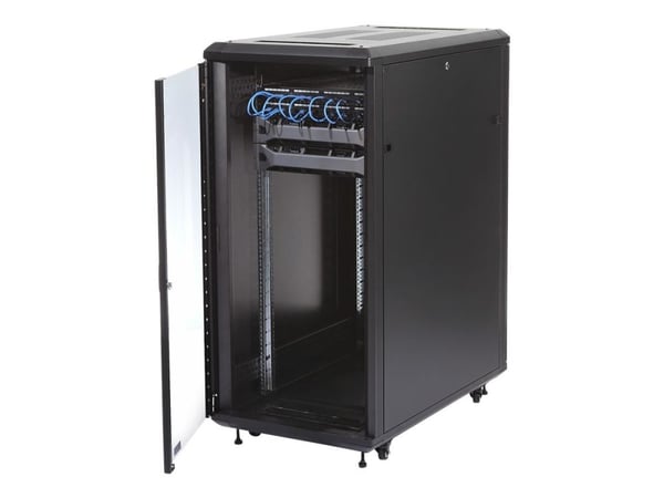 Startech 32U 19" Server Rack Cabinet, Adjustable Depth 6-32 inch, Lockable 4-Post Network/Data/AV Equipment Rack Enclosure w/ Glass Door & Casters,...