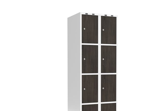 Garderobeskab 2x300 mm Lige tag 4-delt søjle Laminat dør Nocturne wood Cylinderlås