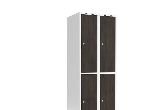 Garderobeskab 2x300 mm Lige tag 2-delt søjle Laminat dør Nocturne wood Cylinderlås