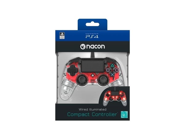 NACON PS4 Wired Pad Compact - hehkuva punainen