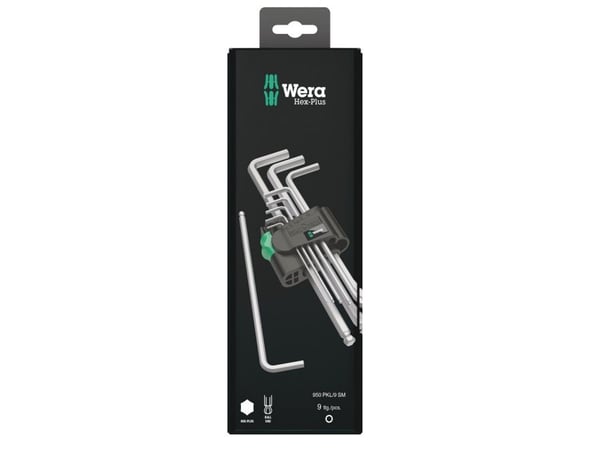 Wera 05073391001, L-formet hex-nøkkelsett, Metrisk, 9 stykker, 1.5,2,2.5,3,4,5,6,8,10 mm, Kromfarget, 25 mm