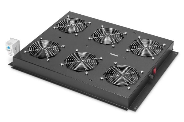 DIGITUS Professional Unique DN-19 FAN-6-SRV-B - Systemviftebrett - med 6 kjølevifter, termostat - svart, RAL 9005 - 19"