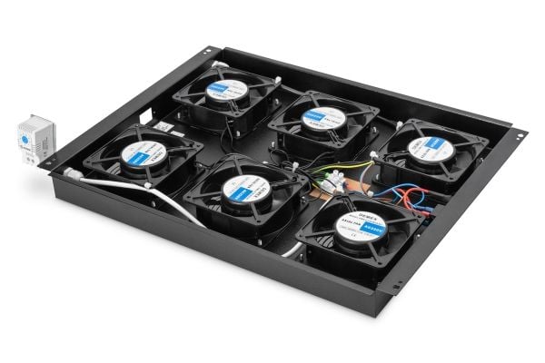 DIGITUS Professional Unique DN-19 FAN-6-SRV-B - Systemviftebrett - med 6 kjølevifter, termostat - svart, RAL 9005 - 19"