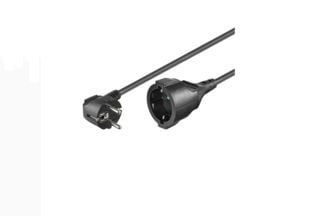 MicroConnect - Förlängningskabel för ström - power CEE 7/7 (hona) till power CEE 7/7 (hane) - AC 250 V - 10 m - 90° anslutning - svart