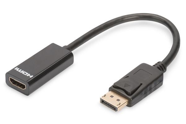 DIGITUS - Video adapter - DisplayPort hann til HDMI hunn - 15 cm - dobbeltisolert - svart