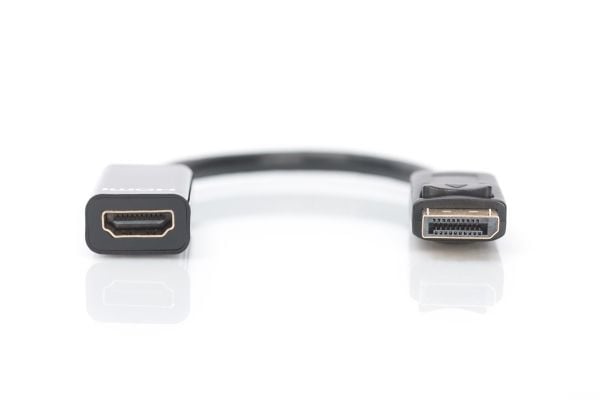 DIGITUS - Video adapter - DisplayPort hann til HDMI hunn - 15 cm - dobbeltisolert - svart