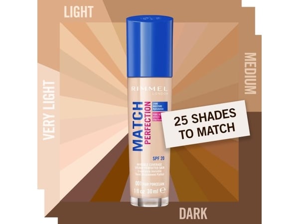 Rimmel London Match Perfection 24HR SPF20 Foundation 101 Classic Ivory 30 ml