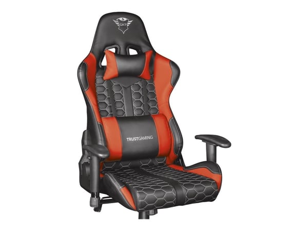 Trust Gaming GXT 708R Resto - Spillestol - ergonomisk - armlener - tipping - roterende - metallramme, polyuretanlær, elastisk stoff - rød