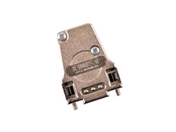 Molex 1727040095 FCT metall backshell for D-Sub-kontakt, husstørrelse 1, 45° kabelutgang, stort indre rom, med gummimansjett og låseskruer