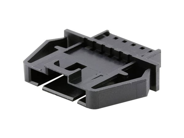 Molex 701070038 SL Wire-to-Wire Panel Mount Crimp Housing, Single Row, Version B, with Mounting Ears, 4 Circuits, Black