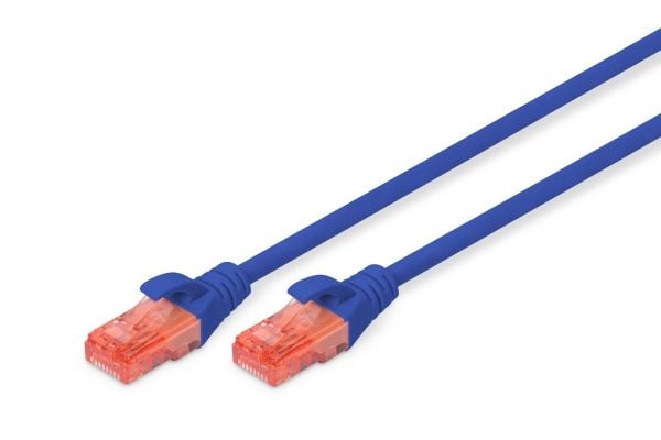 DIGITUS Professional - Koblingskabel - RJ-45 (hann) til RJ-45 (hann) - UTP - CAT 6e - halogenfri, formstøpt, uten hindringer - blå