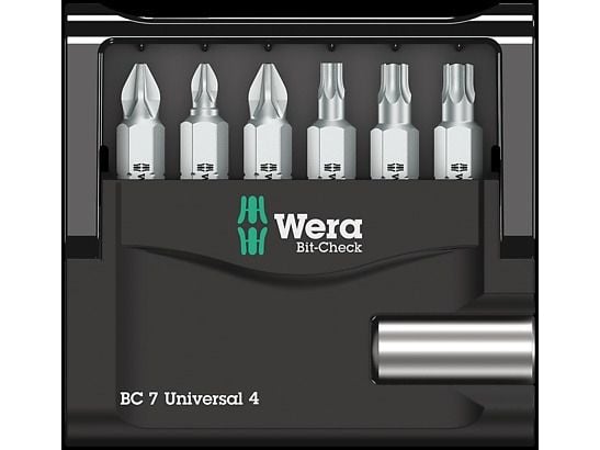 Wera 05135810001, 6 stykker, Philips, PZ 1, PZ 2, 1x 1/4"x50 mm 1x PZ 1x25 mm 1x PZ 2x25 mm 1x PH 2x25 mm 1x TX 15x25 mm 1x TX 20x25 mm 1x TX 25x25 mm
